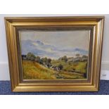 T LYALL FARM SCENE SIGNED GILT FRAMED OIL PAINTING PROVENANCE PURCHASED ROSEMOUNT GALLERY 28 X