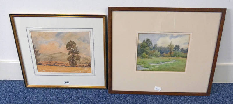 FRAMED WATERCOLOUR COUNTRY SCENE SIGNED G R GOWANS - 21 X 26 CM & FRAMED WATERCOLOUR COUNTRY SCENE