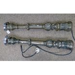 PAIR OF CAST IRON LAMP FITTINGS,