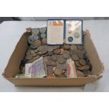 SELECTION OF VARIOUS UK COPPER COINAGE AND VARIOUS FOREIGN COINAGE TO INCLUDE USA, 1953 COIN SET,