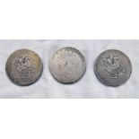 3 1819 GEORGE III SILVER CROWN COINS