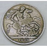 1889 VICTORIA SILVER CROWN COIN