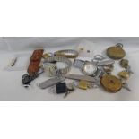 SELECTION OF VARIOUS POCKET WATCHES, WRIST WATCHES, POCKET KNIVES,