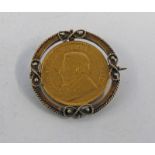 1894 SOUTH AFRICA GOLD POND MOUNTED IN UNMARKED BROOCH MOUNT - 12.