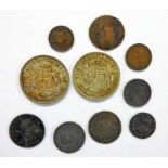 SELECTION OF COINAGE INCLUDING 1697 FARTHING, 1699 HALF PENNY,