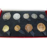 1950 GEORGE VI ROYAL MINT 9 COIN PROOF SET, HALFCROWN TO FARTHING,