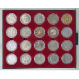 TWENTY CROWNS & FIVE POUND COINS DATING FROM 1893 ONWARDS IN A CAPSULE TRAY