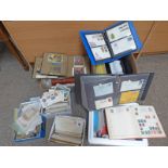 SELECTION OF VARIOUS STAMPS, POSTCARDS, FIRST DAY COVERS, STAMPED ENVELOPES,