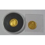 TWO 1990 ISLE OF MAN 1/25OZ GOLD CROWNS