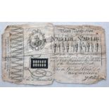 1819 GEORGE CRUIKSHANK AND WILLIAM HONE BANK RESTRICTION NOTE,