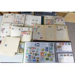 LARGE SELECTION OF WORLDWIDE STAMPS WITH MOSTLY GB COMMEMORATIVE ISSUES AND 5 EMPTY ALBUMS,