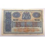 1945 BRITISH LINEN BANK £20 BANKNOTE I/4 3/100,
