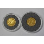 TWO 1994 ISLE OF MAN 1/20 OZ GOLD ANGEL COINS