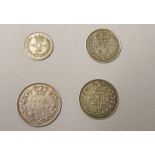 VARIOUS VICTORIA SILVER COINS TO INCLUDE 1883 SIXPENCE, 1852 MAUNDY FOURPENCE,