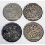4 1889 VICTORIA SILVER CROWN COINS
