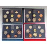 1983 - 1985 ELIZABETH II PROOF COIN SETS TOGETHER WITH 1986 DELUXE UK PROOF COIN SET ALL IN CASE OF