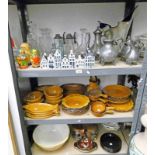 SELECTION OF VARIOUS PORCELAIN, CRYSTAL ETC INCLUDING DECANTERS, SILVER PLATED TEA WARE,