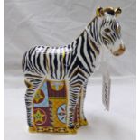 ROYAL CROWN DERBY PAPERWEIGHT ZEBRA BABY WITH GOLD STOPPER