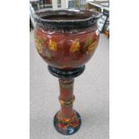 LARGE ART POTTERY FLOWER, POT WITH FLORAL DECORATION AND STAND BY WARDLE ENGLAND,