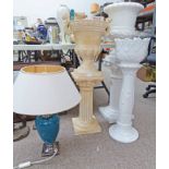 3 PORCELAIN JARDINIERES AND A TABLE LAMP -4-
