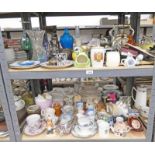 SELECTION OF VARIOUS PORCELAIN & CRYSTAL INCLUDING COMMEMORATIVE MUGS, VASES,