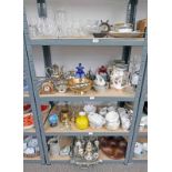 SELECTION OF VARIOUS CRYSTAL, PORCELAIN, BRASS WARE,