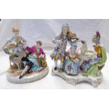 2 CONTINENTAL LATE 19TH OR EARLY 20TH CENTURY PORCELAIN FIGURE GROUPS,