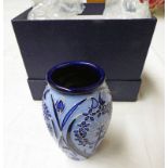 BLUE MOORCROFT VASE WITH IMPRESSED MARK & 2003,