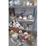 SELECTION OF PORCELAIN TO INCLUDE GILT & BLUE COFFEE SET, ETC, ROYAL WORCESTER HUNTING CUP & SAUCER,