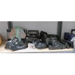 SELECTION OF VARIOUS CAMERAS ETC INCLUDING PENTAX MZ-50, CHINON CP-X DIGITAL CAMERA,