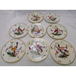 SET OF 8 19TH CENTURY DERBY PORCELAIN PLATES DECORATED WITH BIRDS Condition Report: