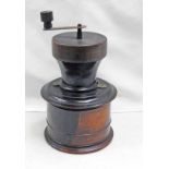 19TH CENTURY TURNED TREEN COFFEE GRINDER - 19 CM TALL
