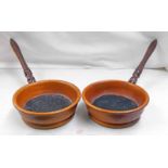 PAIR OF 19TH CENTURY TREEN SKILLETS - 33 CM LONG