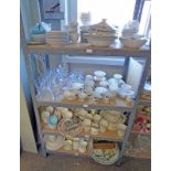 SELECTION OF VARIOUS PORCELAIN & GLASS INCLUDING CHEESE DISH, TEA SETS,