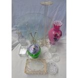 CUT GLASS LIDDED BOX LENGTH 18CM, CUT GLASS STAND,