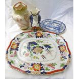 19TH CENTURY REAL STONE CHINA ASHET LENGTH 52CM, 19TH CENTURY BLUE & WHITE ASHET 33CM,