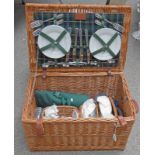 THE OPTIMA COMPANY PICNIC BASKET WITH CUTLERY, PLATES, CRYSTAL GLASSES,