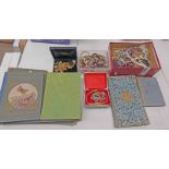 SELECTION OF VARIOUS COSTUME JEWELLERY, NECKLACE BROOCHES ETC EMPTY POSTCARD ALBUMS,