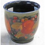 MOORCROFT POT WITH POMEGRANATE DECORATION. HEIGHT - 8.