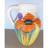 CLARICE CLIFF DELECIA JUG DECORATED WITH FLOWERS,