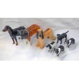 SELECTION OF BESWICK DOGS INCLUDING ST BERNARD AFGHAN HOUND,