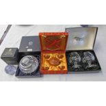 SELECTION OF ITEMS INCLUDING WATERFORD CRYSTAL BRANDY GLASSES, CAITHNESS CRYSTAL PAPERWEIGHT,