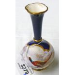 ROYAL WORCESTER GRAINGER & CO BOTTLE VASE WITH PAINTED PHEASANT & GILT DECORATION. HEIGHT 13.