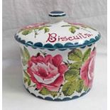WEMYSS BISCUIT BARREL DECORATED WITH ROSES,