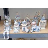 8 LLADRO CLOWN FIGURES & 1 OTHER