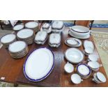 LARGE SELECTION BLUE & WHITE WORCESTER DINNERWARE WITH MATCHING OVAL BOOTHES,