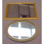 OVAL & RECTANGULAR GILT FRAMED MIRRORS.