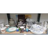 SELECTION OF VARIOUS PORCELAIN TEA SETS & OTHERS OVER ONE SHELF