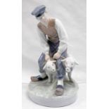 ROYAL COPENHAGEN FIGURE OF A SHEPHERD SET WITH 2 SHEEP - 20 CM TALL