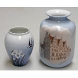 ROYAL COPENHAGEN VASE DECORATED WITH SWALLOW AND IRIS NO 2676/271 - 12 CM TALL TOGETHER WITH BING &